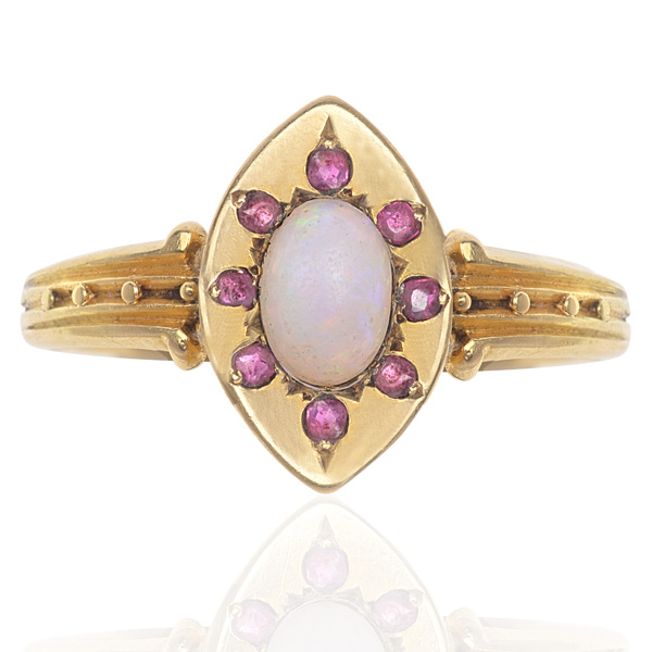 ***SOLD*** Antique Opal and Ruby ring - Helen Badge Jewellery