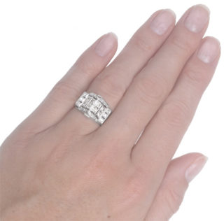 Decadent... French Retro Platinum Diamond ring -3653