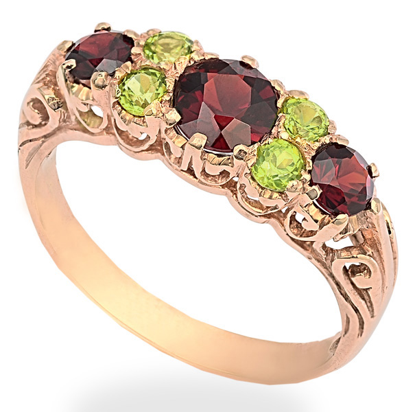 Customizable Vintage Style Natural Peridot and Garnet Flower Cluster Ring  in 14K Yellow For Sale at 1stDibs | garnet and peridot ring, vintage garnet  flower ring, flower garnet ring